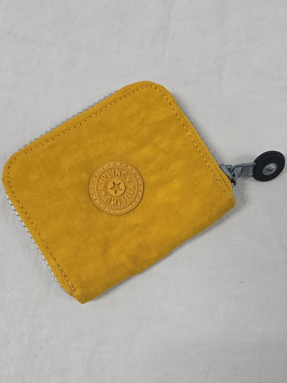 Kipling Yellow Canvas Zip Card Holder